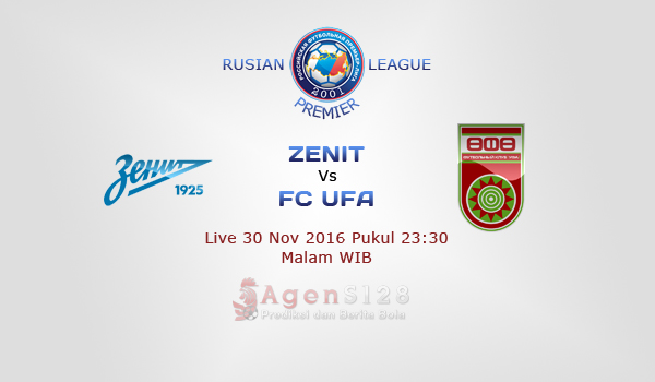 Prediksi Skor Zenit Petersburg vs FC Ufa 30 Nov 2016
